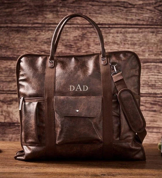 Personalized Leather Garment Bag, Water Proof Carry On Garment Bag for Business Travel, Leather Men Suit Cover, Best Gift for Him