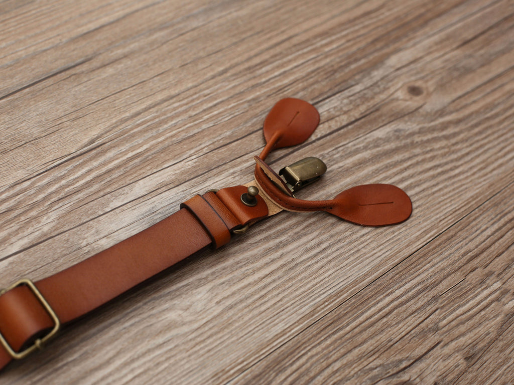 Personalized Men's Leather Suspenders, Brown Suspenders Leather Suspenders, Groomsmen Gift