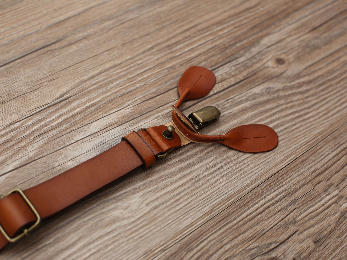 Personalized Men's Leather Suspenders, Brown Suspenders Leather Suspenders, Groomsmen Gift