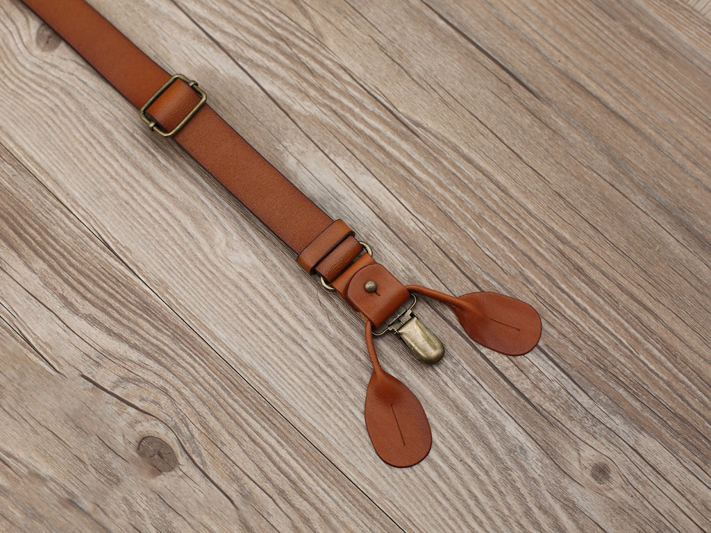 Personalized Men's Leather Suspenders, Brown Suspenders Leather Suspenders, Groomsmen Gift