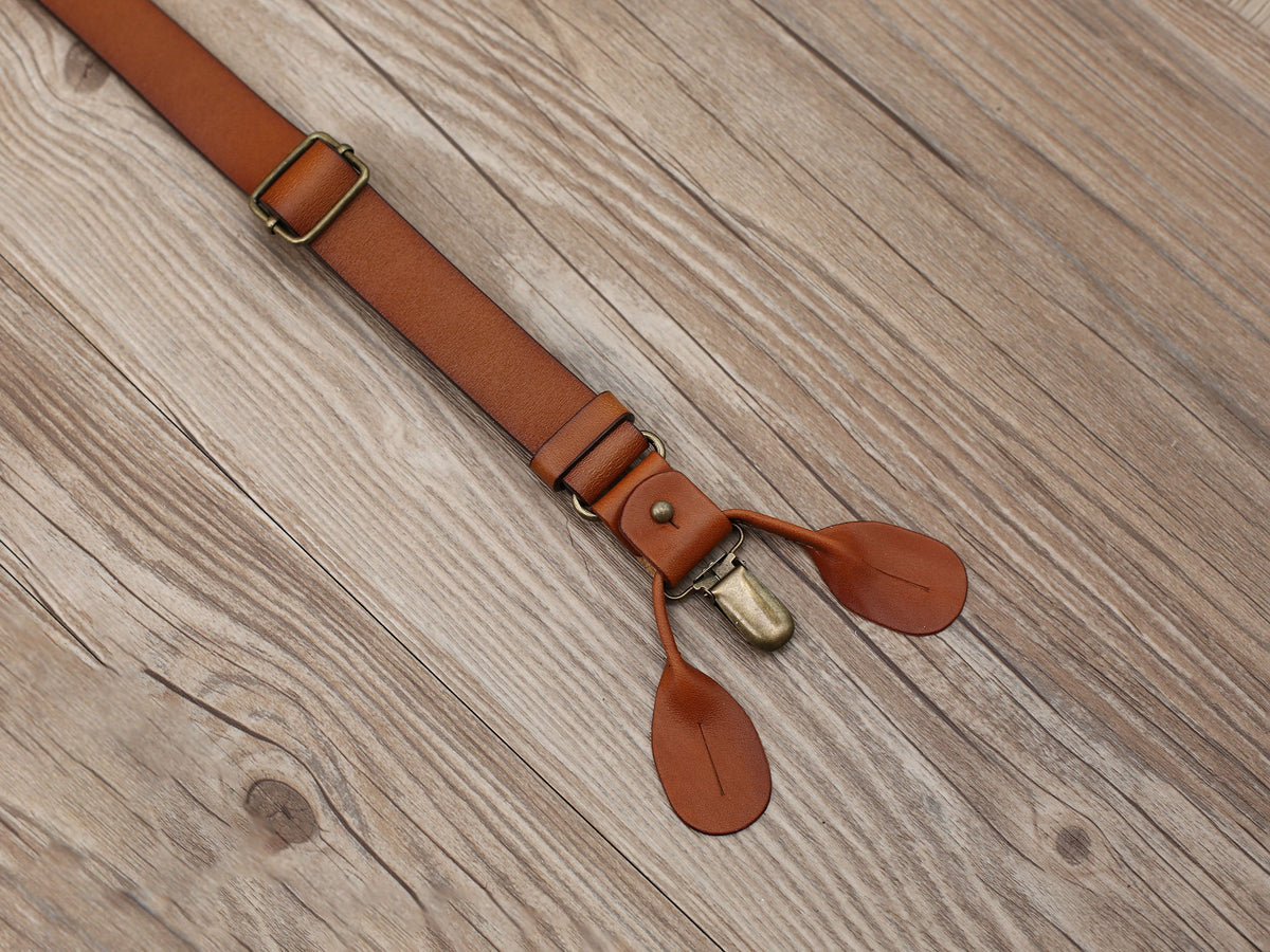 Personalized Men's Leather Suspenders, Brown Suspenders Leather Suspenders, Groomsmen Gift