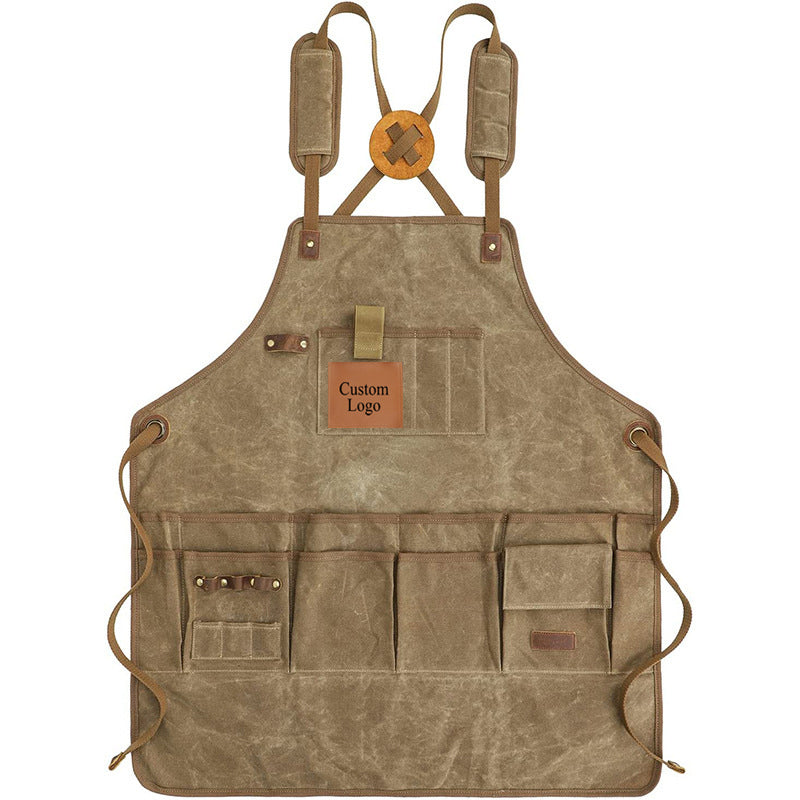 Personalized Thick Canvas Tool Apron,  Waterproof Retro Utility Apron for Craftsman, Gardener & Artisan