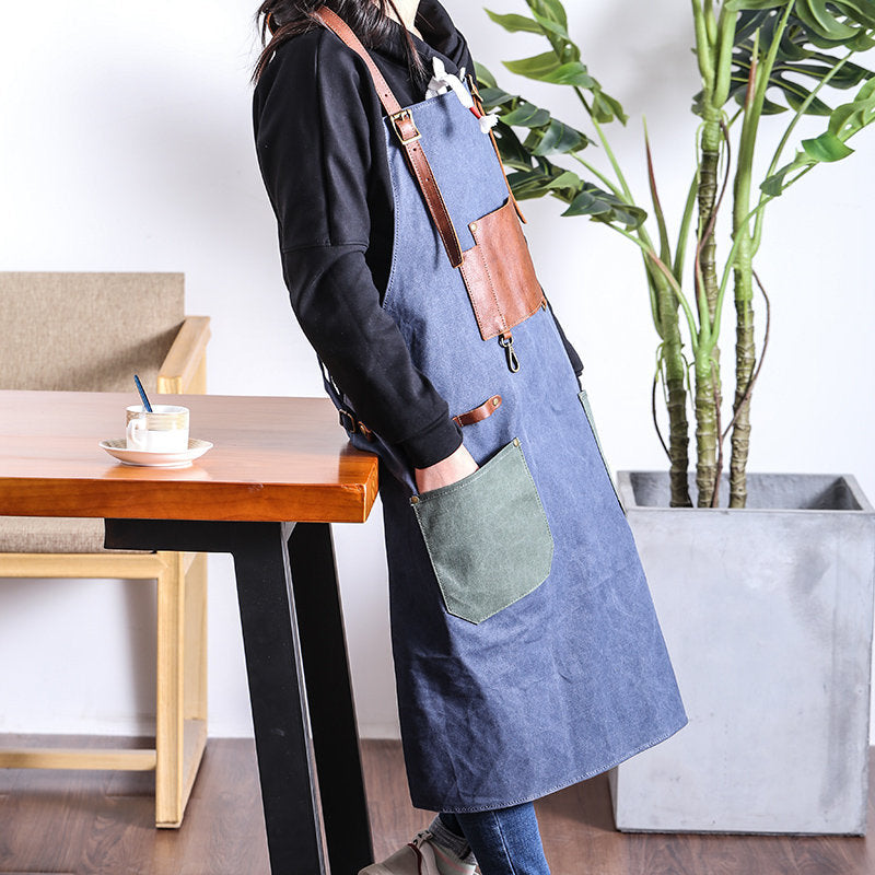 Personalized Waterproof Canvas Apron, Work Apron Studio Shop Apron Hairdresser Apron Painter Apron Crafter Apron Cooking Apron