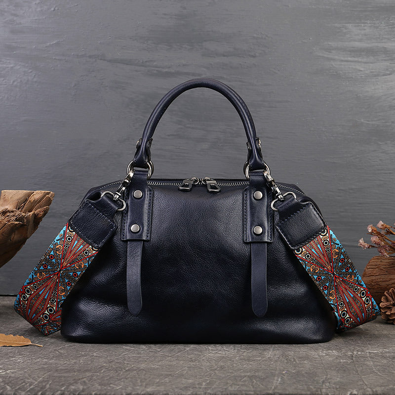 Retro Leather Tote Bag for Women Full Grain Leather Crossbody Bag