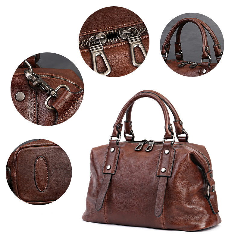Retro Leather Tote Bag for Women Full Grain Leather Crossbody Bag