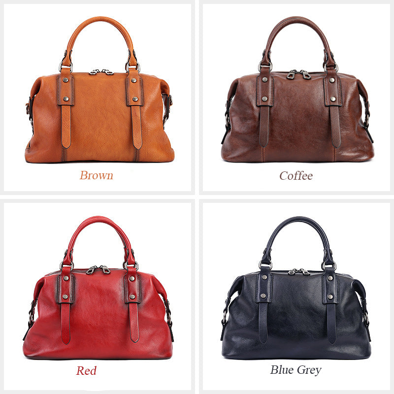 Retro Leather Tote Bag for Women Full Grain Leather Crossbody Bag