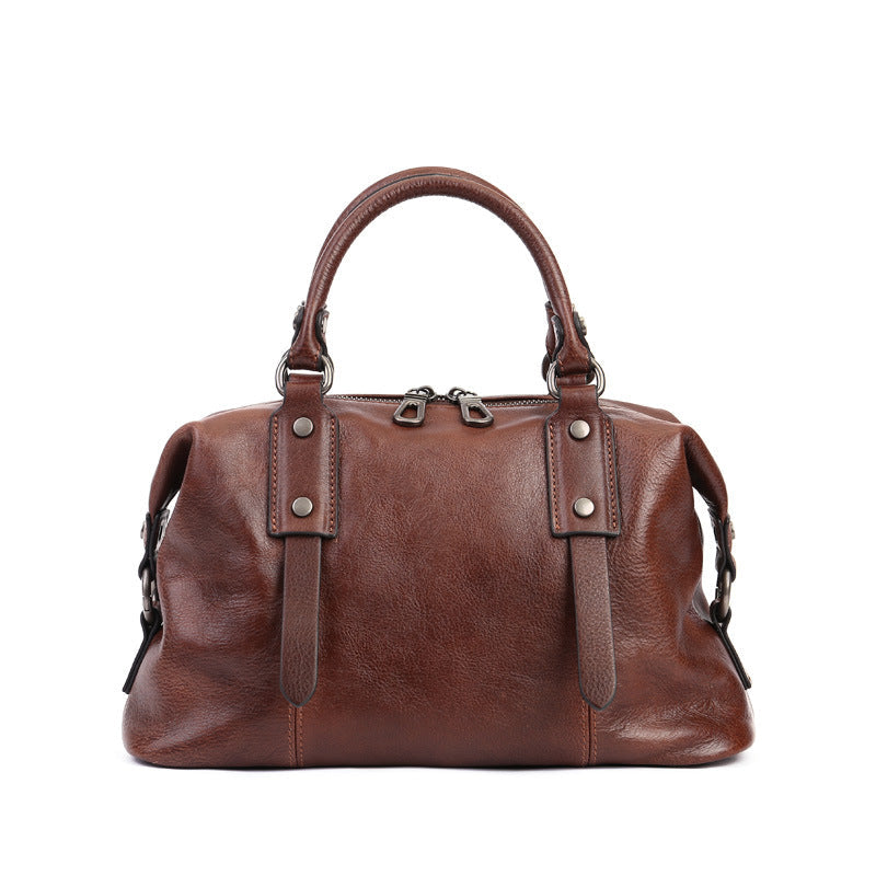Retro Leather Tote Bag for Women Full Grain Leather Crossbody Bag