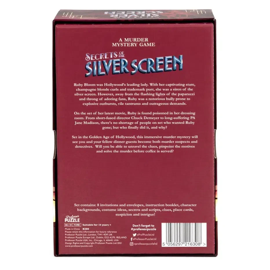 Secrets of the Silver Screen Murder Mystery Game Professor Puzzle