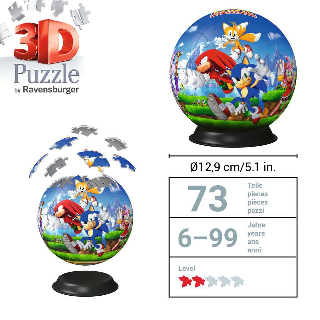 Sonic the Hedgehog Ball 73 Piece 3D Jigsaw Puzzle Ravensburger