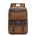 Waterproof Canvas Leather Backpack Large Travel School Bag Mens Laptop Rucksack Unisex Hiking College Backpack