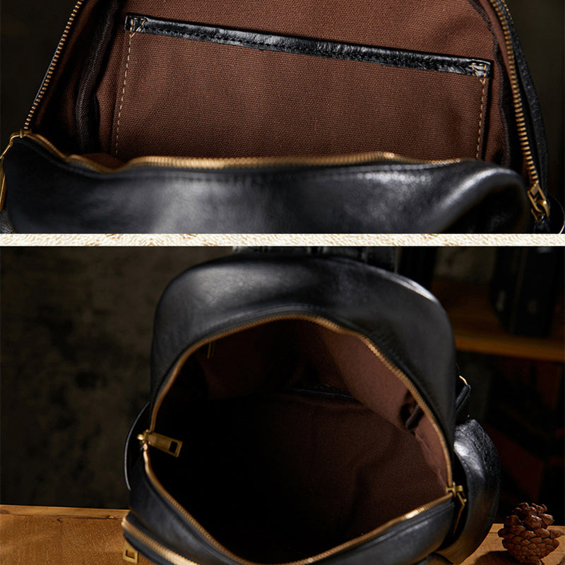 Women's Full Grain Leather Backpack Genuine Leather College Bag for Work or Travel