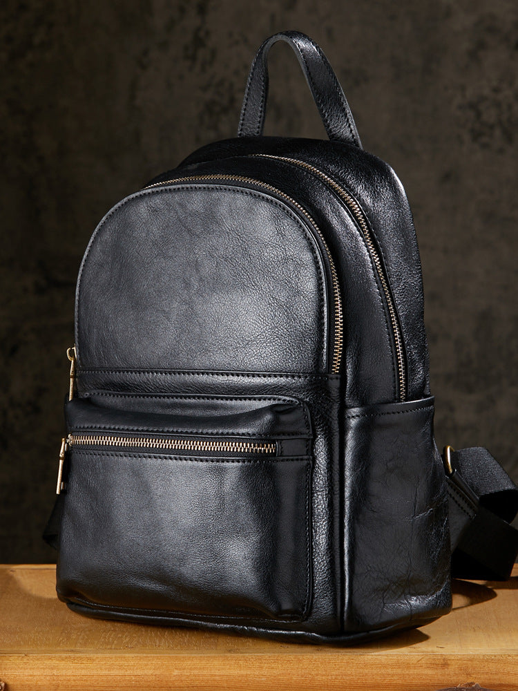 Women's Full Grain Leather Backpack Genuine Leather College Bag for Work or Travel