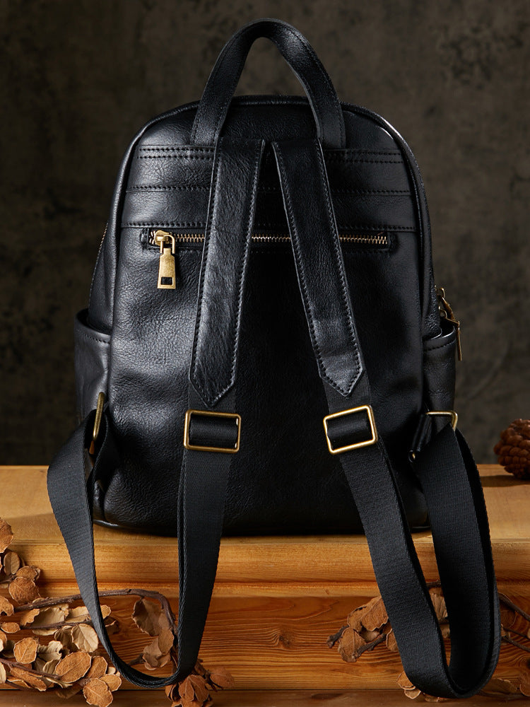 Women's Full Grain Leather Backpack Genuine Leather College Bag for Work or Travel