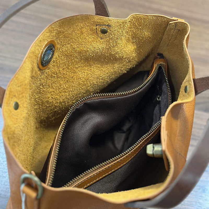 Genuine Leather Purse for Ladies, Full Grain Leather Crossbody with Removable Strap, Leather Convertible Satchel Bag