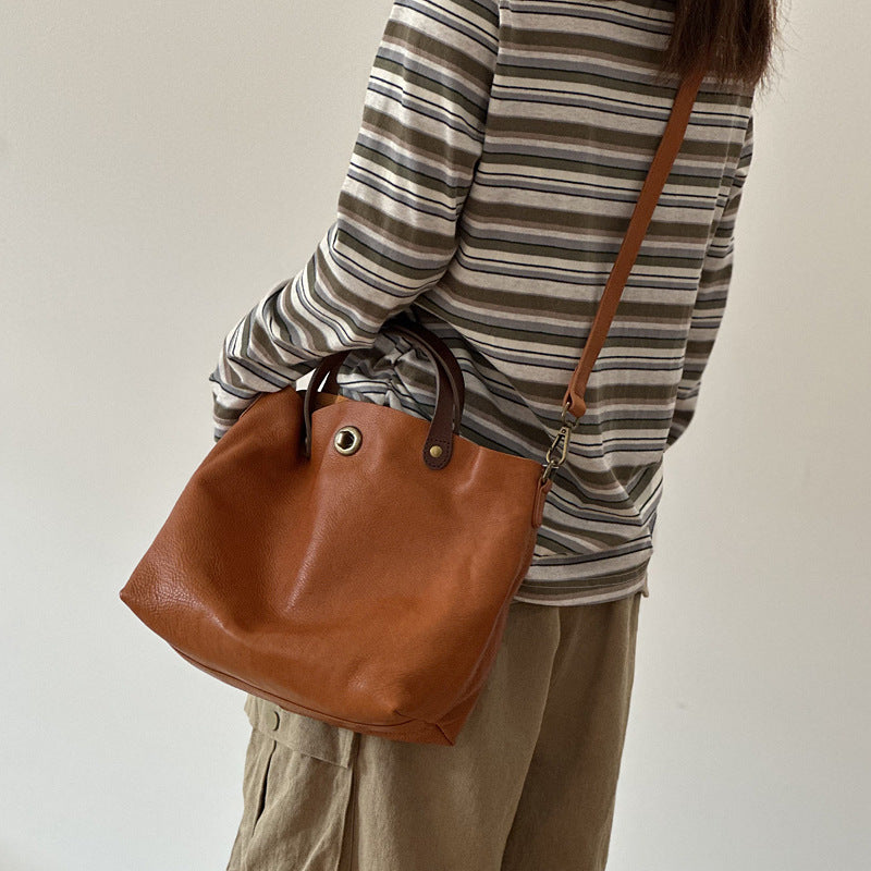 Genuine Leather Purse for Ladies, Full Grain Leather Crossbody with Removable Strap, Leather Convertible Satchel Bag