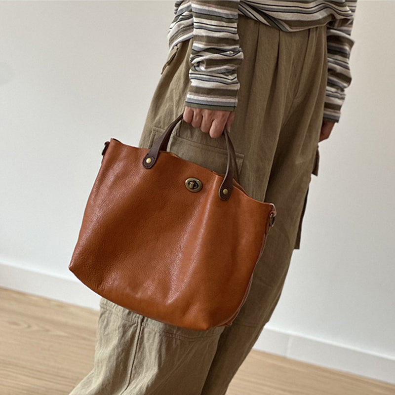 Genuine Leather Purse for Ladies, Full Grain Leather Crossbody with Removable Strap, Leather Convertible Satchel Bag