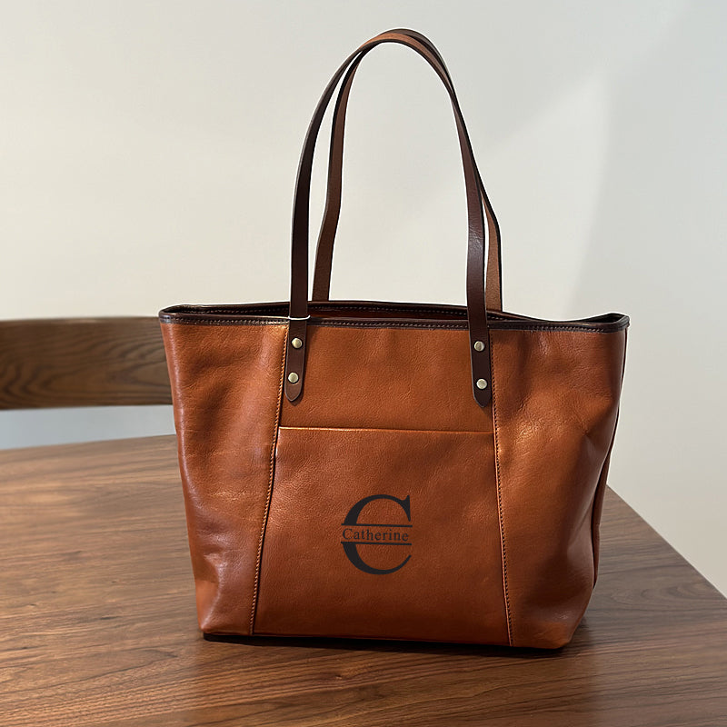 Large Capacity Leather Tote Bag, Leather Travel Tote Bag for Women, Full Grain Leather Shoulder Bag for Work