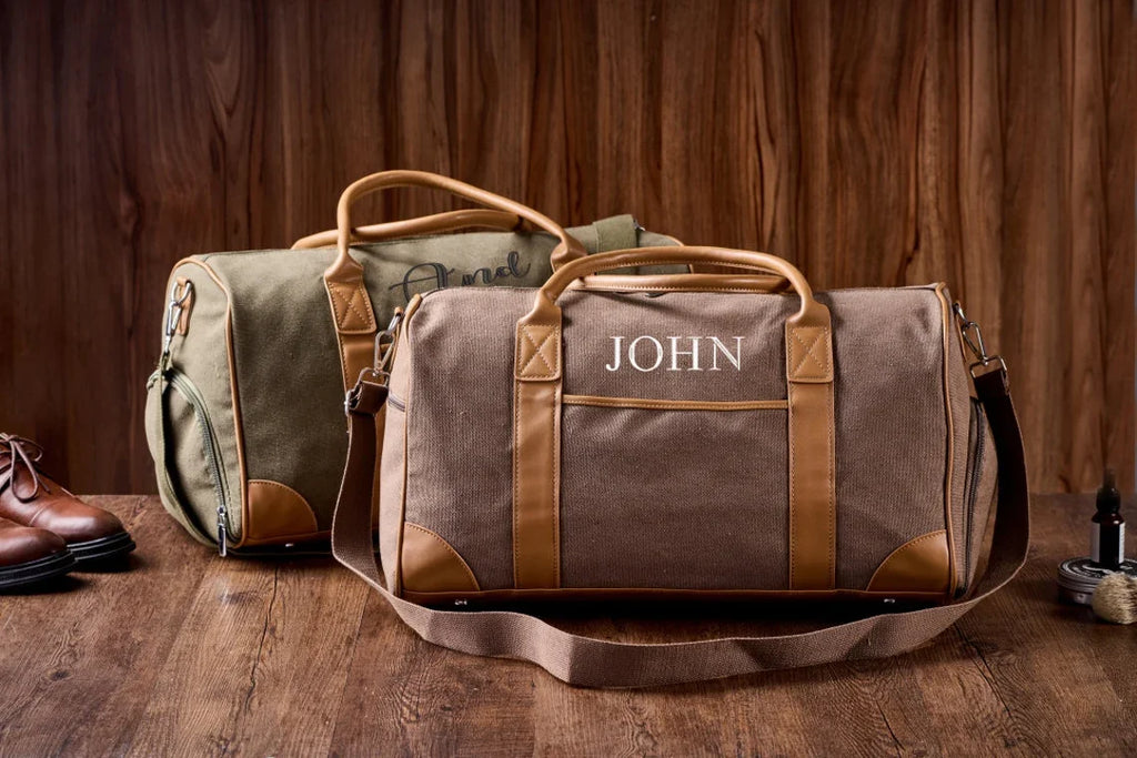 Personalized Weekender Bag with Shoes Compartment, Embroidered Travel Bag