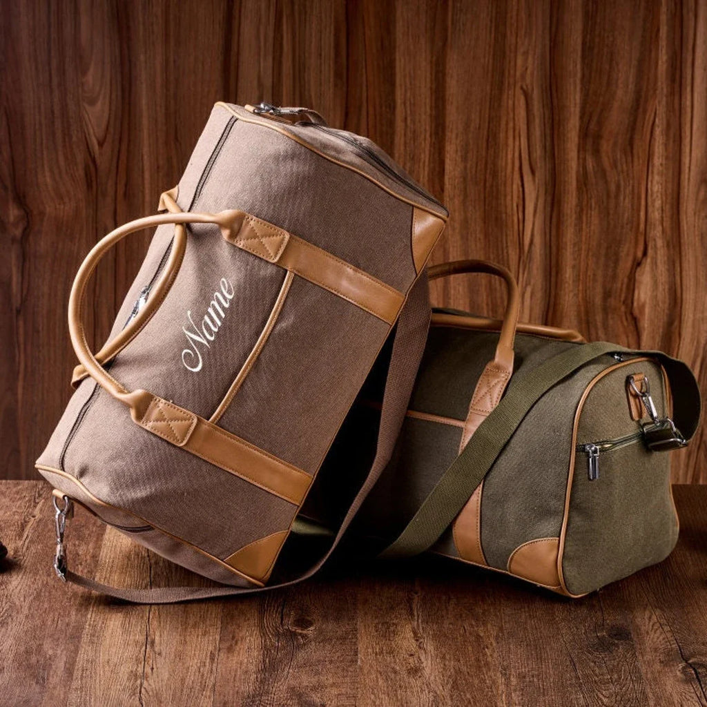 Personalized Weekender Bag with Shoes Compartment, Embroidered Travel Bag