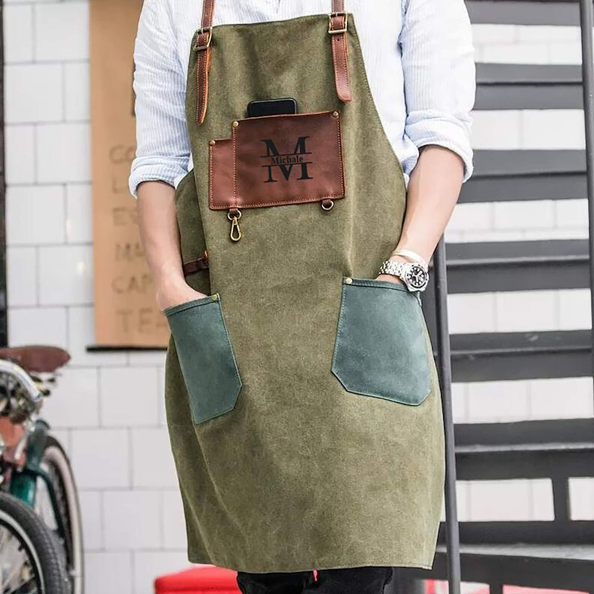 Personalized Waterproof Canvas Apron, Work Apron Studio Shop Apron Hairdresser Apron Painter Apron Crafter Apron Cooking Apron